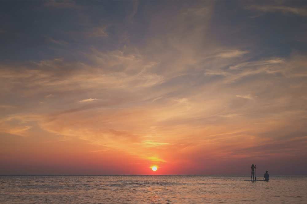 Suppen met zonsondergang