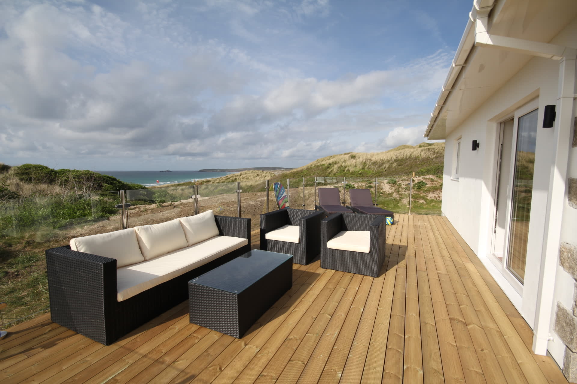 Bay View Lodge Decking view of Godrevy Lighthouse