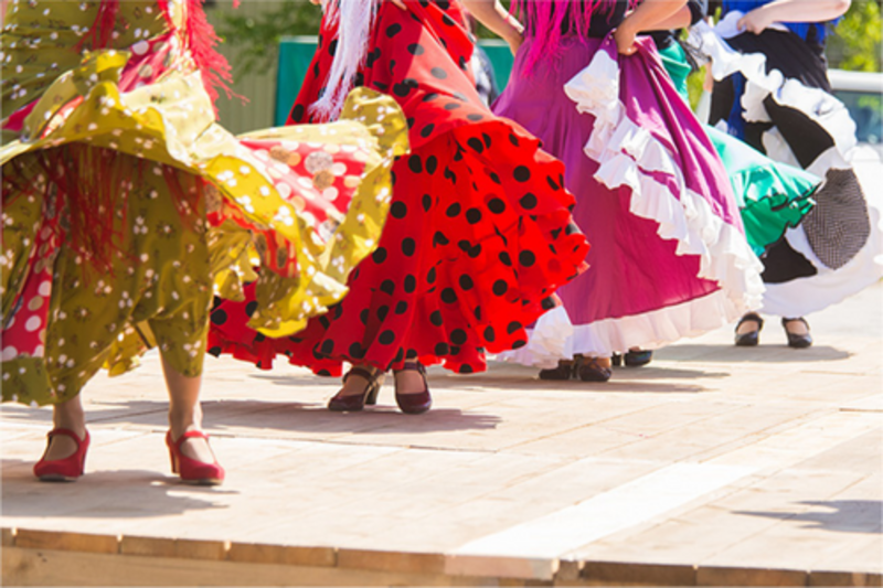 Flamenco dancing at a campsite in Spain