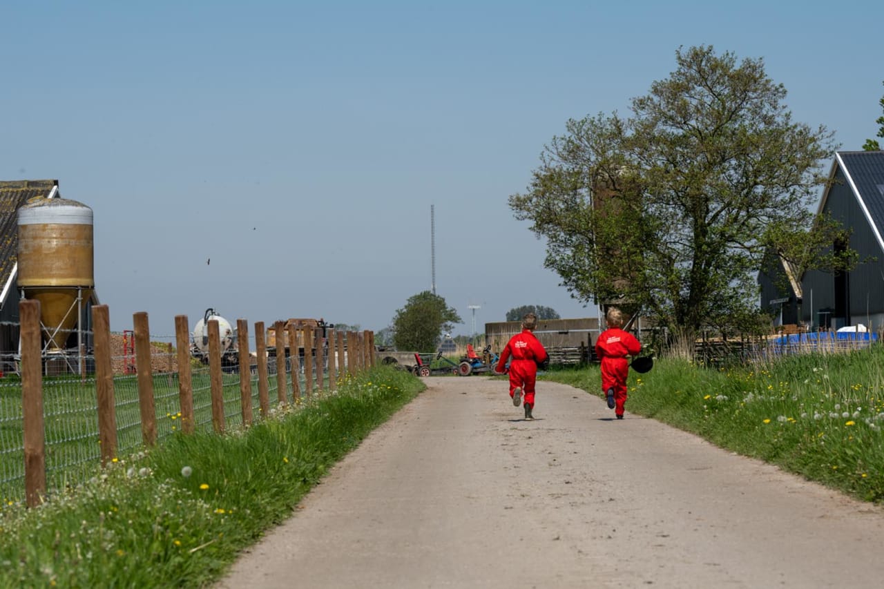 kinderen spelen op de boerderij in Friesland