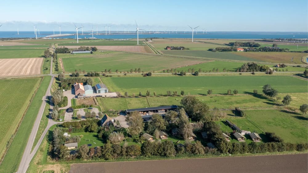 Coastal farm holiday scene for a relaxing weekend by the sea in the Netherlands