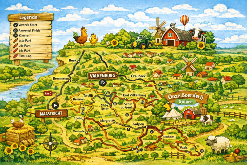 Route van de Amstel Gold Race 2026 door Zuid-Limburg