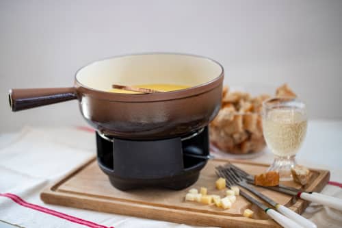 Cheese fondue and chocolate fountain