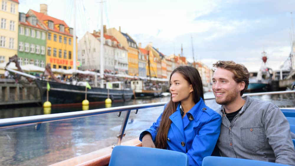 Couple on a tourist boat in Copenhagen