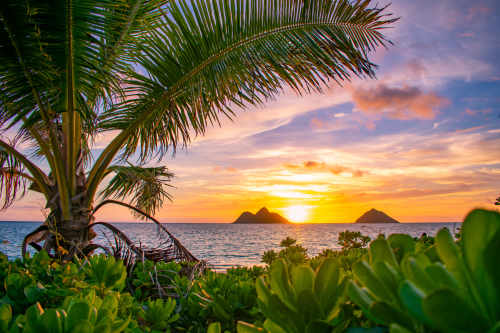 sunset lanikai beach oahu Hawaii